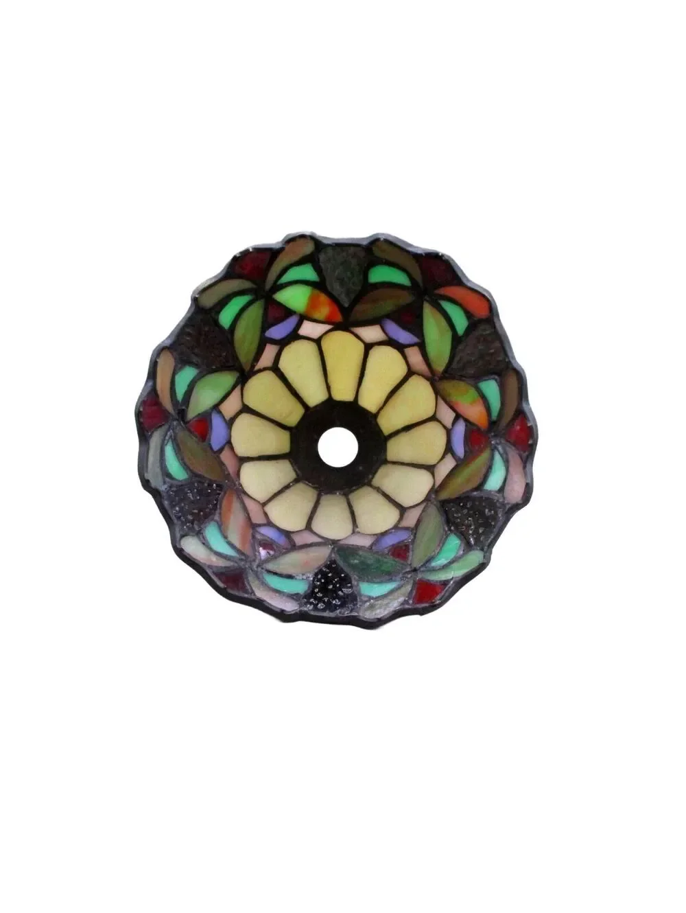 Vintage 1990s Tiffany Style Stained Glass Replacement Lamp Shade Floral 6